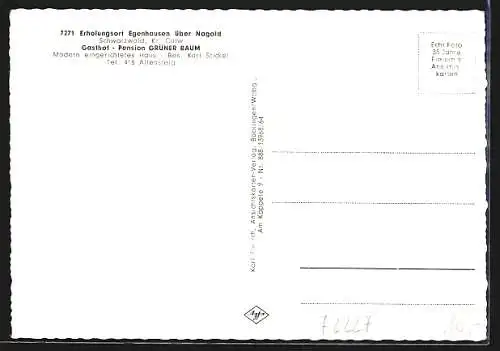 AK Egenhausen / Schwarzwald, Gasthof-Pension Grüner Baum, Bes. Karl Stickel