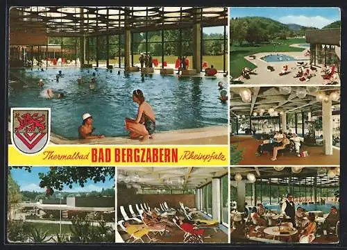 AK Bad Bergzabern /Rheinpfalz, Thermalbad mit Innenansichten