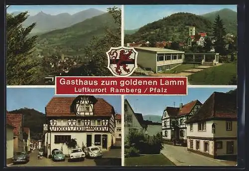 AK Ramberg /Pfalz, Gasthaus-Metzgerei Zum goldenen Lamm, Fam. Lergenmüller