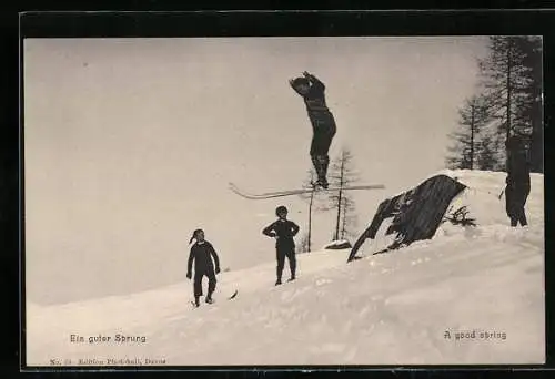 AK Skifahrer bei einem guten Sprung