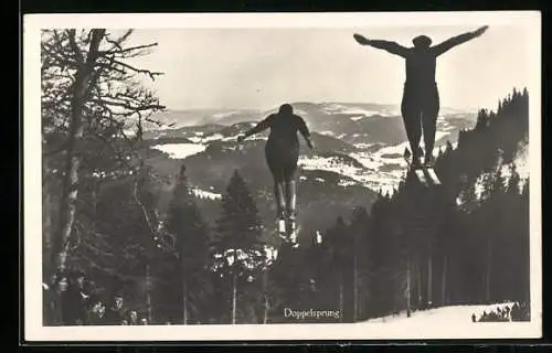 AK Skifahrer beim Doppelsprung in der Luft