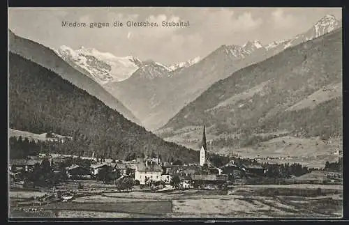 AK Mieders im Stubaital, Ortstotale gegen die Gletscher