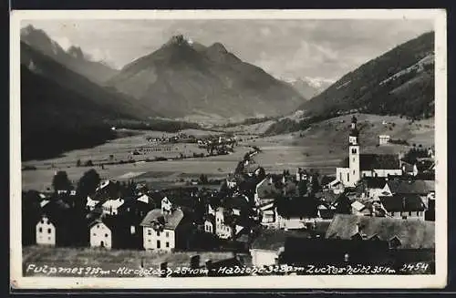 AK Fulpmes, Ortsansicht mit Kirchdach und Zuckerhütl
