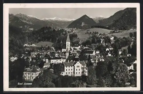 AK Bad Aussee, Blick über die Dächer mit Kirche