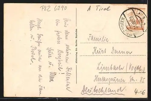 AK Mayrhofen /Zillertal, Ortsansicht mit Grünberg