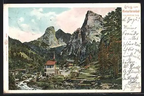 AK Hinterbärenbad b. Kufstein, Ortsansicht mit Berglandschaft