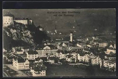 AK Kufstein, Blick vom Stadtberg mit der Festung