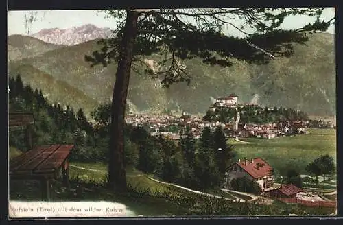 AK Kufstein /Tirol, Ortsansicht mit dem wilden Kaiser