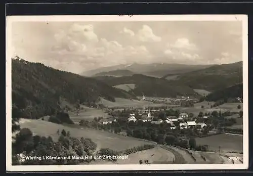 AK Wieting i. Kärnten, Ortsansicht mit Maria Hilf und Zirbitzkogel