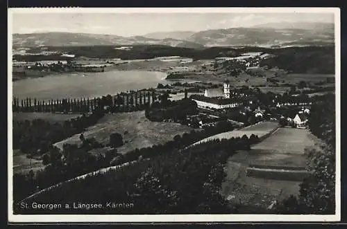 AK St. Georgen a. Längsee, Blick über Ort und See