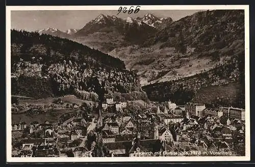 AK Feldkirch, Ortsansicht mit Gurtisspitze