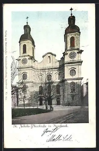 AK Innsbruck, St. Jakobs-Pfarrkirche mit goldenen Fenstern