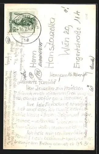 AK Horn, Ortspartie mit Kirchturm