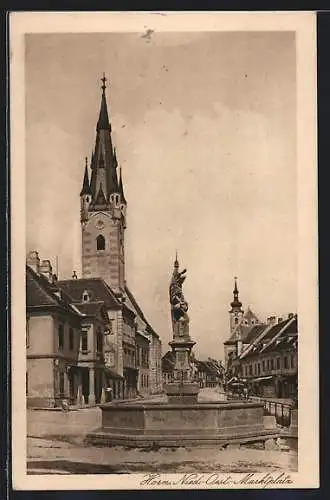 AK Horn, Floriansbrunnen auf dem Marktplatz