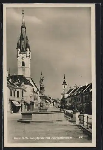 AK Horn, Hauptplatz mit Florianibrunnen