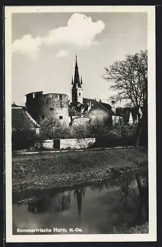 AK Horn /N. Ö., Panorama mit Festungsturm und Kirche