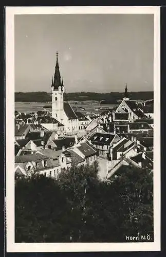 AK Horn /N. Ö., Ortsansicht mit Kirche aus der Vogelschau