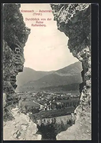 AK Kramsach-Achenrain /Tirol, Durchblick von der Ruine Rattenberg