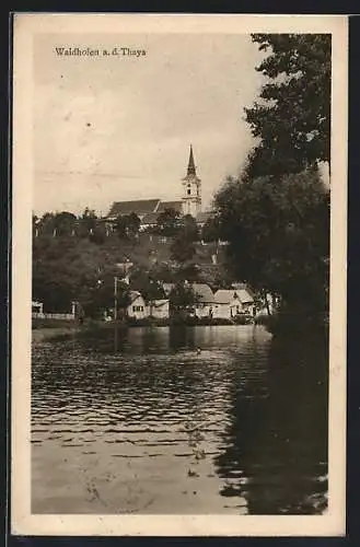 AK Waidhofen a. d. Thaya, Ortsansicht vom Wasser aus