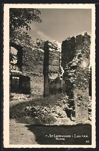 AK St. Leonhard i. Lav., Ruine im Sonnenschein