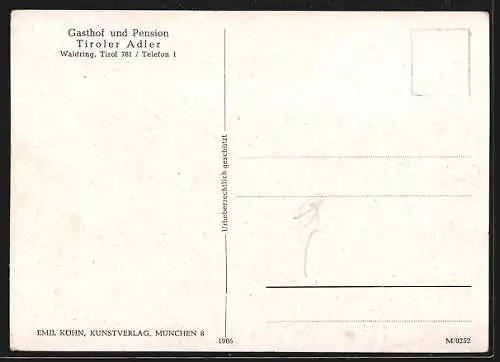 Künstler-AK Waidring /Tirol, Gasthof und Pension Tiroler Adler