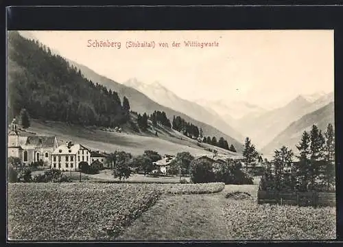 AK Schönberg /Stubaital, Ortsansicht von der Wittingwarte