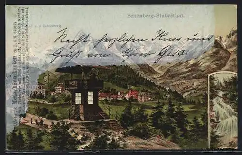 AK Schönberg /Stubaithal, Jägerhof a. d. Schönberg, Wasserfall