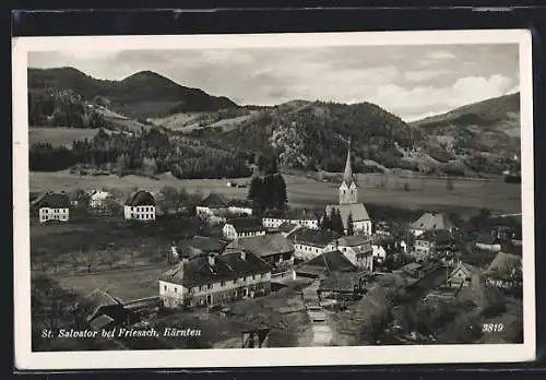 AK St. Salvator bei Friesach, Ortsansicht mit Kirche