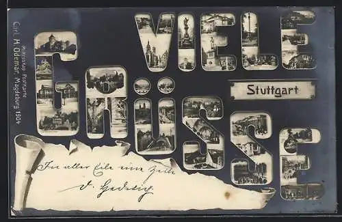 AK Crimmitschau, Ortsansichten mit Denkmal