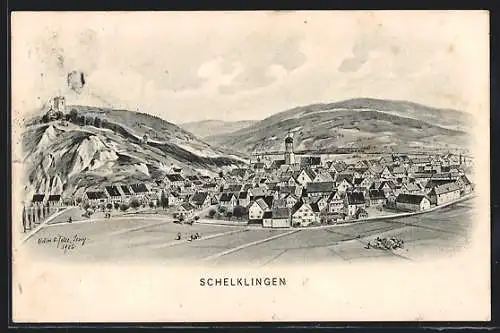 Künstler-AK Eugen Felle: Schelklingen, Panorama