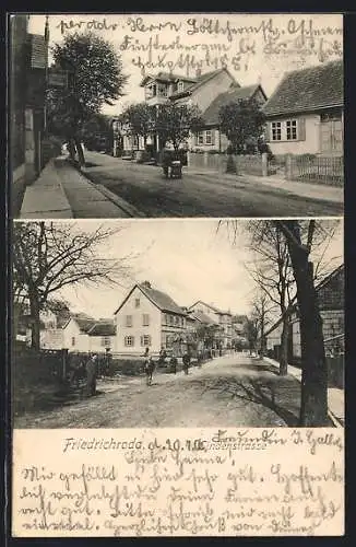 AK Friedrichroda, Blick in die Lindenstrasse, Postamt