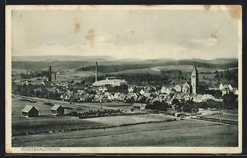 AK Wasseralfingen, Gesamtansicht mit Umgebung und Blick in die Ferne