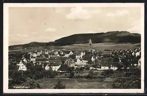 AK Wasseralfingen, Ortspanorama mit Kirchturm