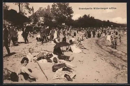 AK Hamburg-Wittenbergen, Strandpartie mit Gebäude