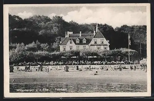 AK Hamburg-Wittenbergen, Blick von der Elbe zum Fährhaus