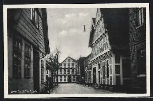 AK Jork im Altenlande, Strassenpartie mit Wohnhäusern