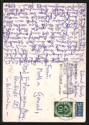 AK Stuttgart, Strassenbahn vor dem Tagblatt-Turmhaus