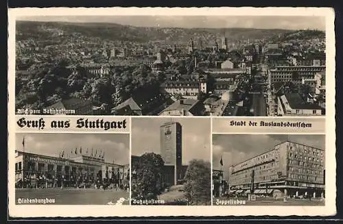 AK Stuttgart, Hindenburgbau, Bahnhofturm, Zeppelinbau