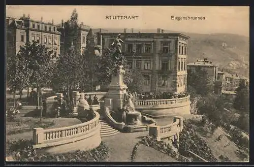 AK Stuttgart, Blick auf den Eugensbrunnen