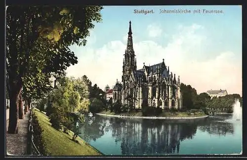 AK Stuttgart, Johanniskirche am Feuersee