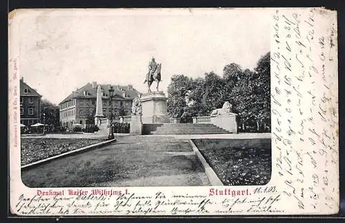 AK Stuttgart, Denkmal Kaiser Wilhelm I.