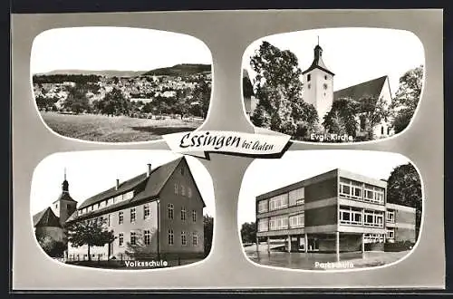 AK Essingen bei Aalen, Evgl. Kirche, Volksschule und Parkschule