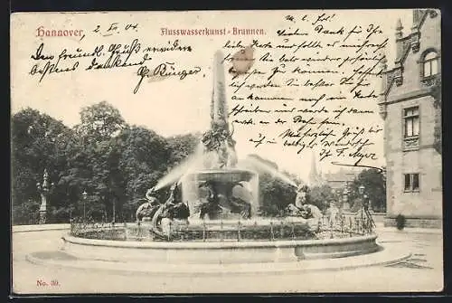 AK Hannover, Blick auf den Flusswasserkunst-Brunnen