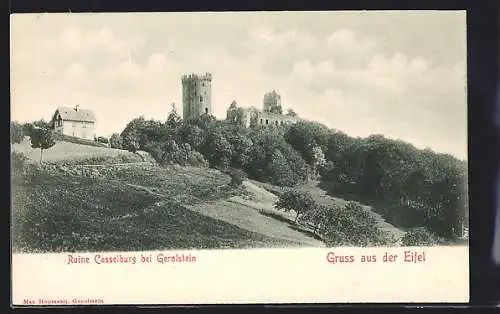 AK Gerolstein /Eifel, Blick auf die Ruine Casselburg