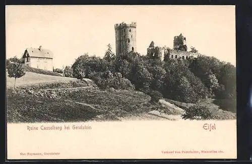AK Gerolstein / Eifel, Blick zur Ruine Casselburg