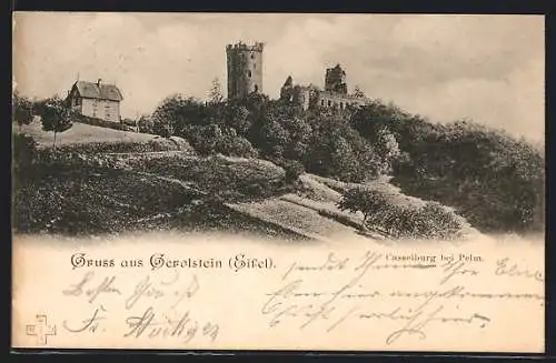 AK Gerolstein /Eifel, Blick auf die Ruine der Casselburg