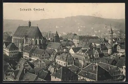 AK Schwäbisch Gmünd, Ortsansicht mit Kirche