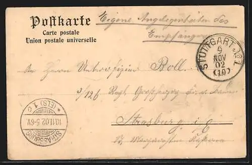 AK Stuttgart, Ortsansicht mit dem Hasenberg