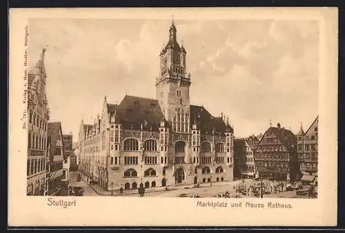 AK Stuttgart, Marktplatz und Neues Rathaus