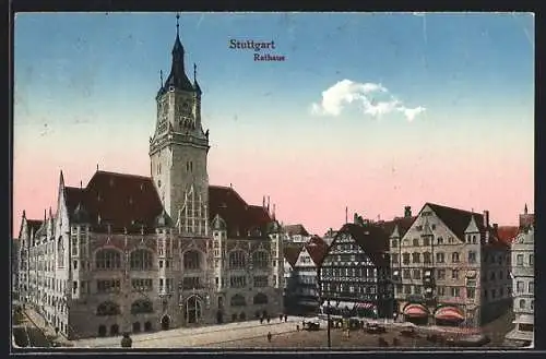 AK Stuttgart, Blick auf das Rathaus